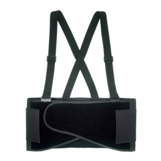 Custom LeatherCraft Large Elastic Back Support Belt with Suspenders Black