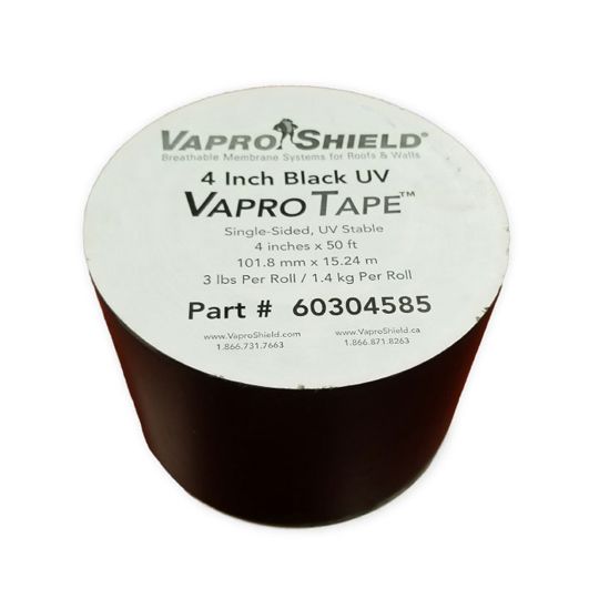 Vaproshield 4" x 50' VaproTape&trade; Single-Sided UV Tape Black