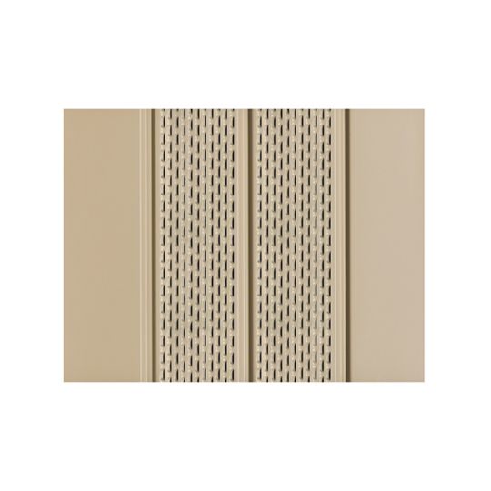 Quality Edge .019" x 16" x 12' TruLine&reg; HP-Series Center Vent Aluminum Soffit Prairie Sand
