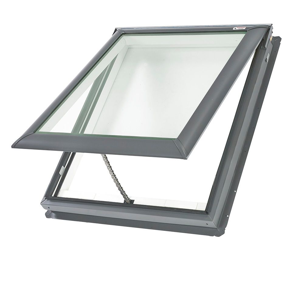Velux 44-1/4" x 26-7/8" Manual "Fresh Air" Deck-Mounted Skylight with Aluminum Cladding & Laminated Low-E3 Glass White