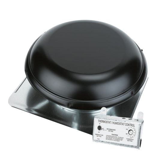 TRI-BUILT 1170 Power Plus Roof Vent with Pre-Wired Humidistat/Thermostat Weathered Wood
