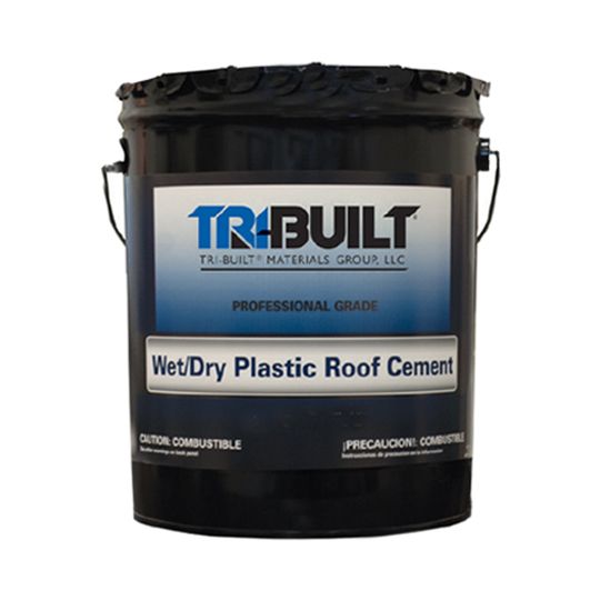 TRI-BUILT Wet/Dry Plastic Roof Cement - Summer Grade 5 Gallon Pail Black