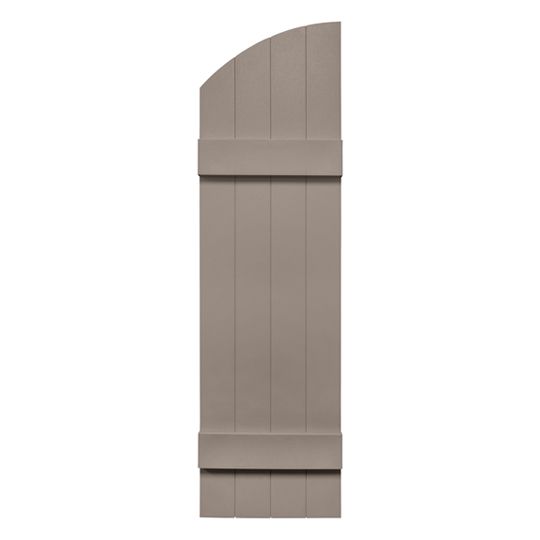 TRI-BUILT 14" x 45" Standard Board-N-Batten 4-Board Joined Shutters with Arch Top (Pair) Wedgewood Blue
