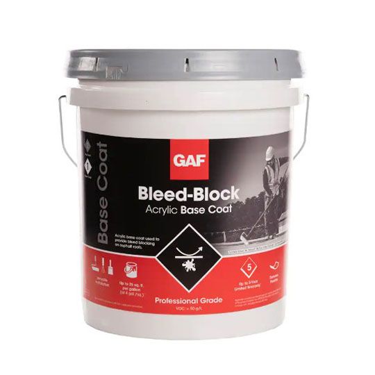 GAF Bleed-Block Acrylic Base Coat 5 Gallon Pail Light Grey