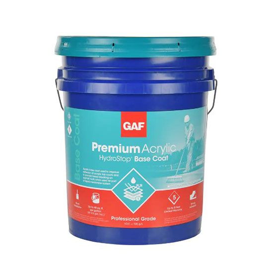 GAF Premium Acrylic HydroStop&reg; Base Coat 5 Gallon Pail White
